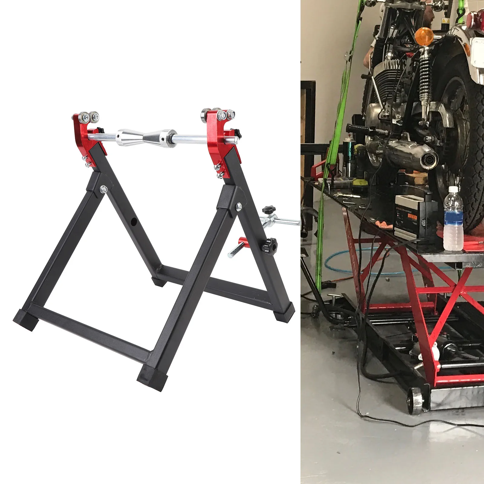 

Motorcycle Wheel Balancer Stand Heavy Duty Steel Motorcycle Wheel Truing Stand Foldable High Stability for Sport Dirt Bikes