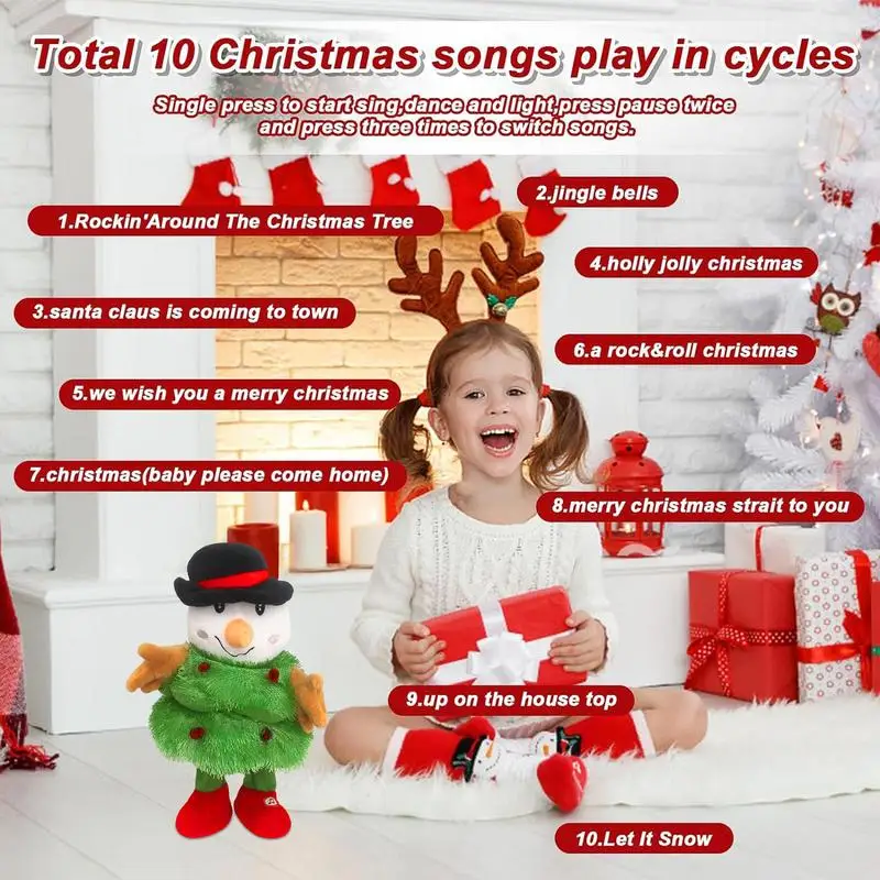 Musical Snowman Interactive Singing Christmas Toys Festive Singing Toys Creative Music Toys for Boys Girls Christmas