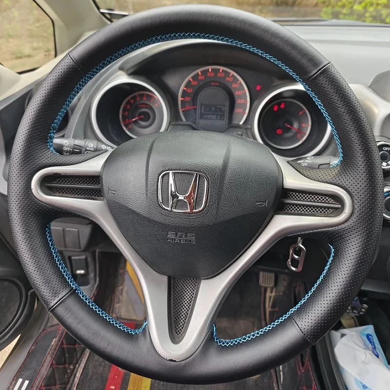 For Honda 8th Gen Civic‌ 2006-2011 Grace City Fit Jazz 2008-2013 Manual Sewing Car Steering Wheel Covers Artificial Leather