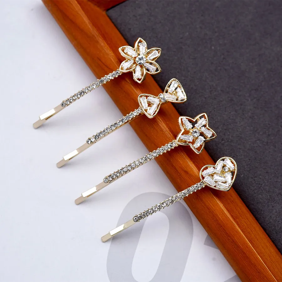 New Koreaanse Crystal Hair Clips Temperament Rhinestone Lichtmetalen Elegant Vrouwen Haar Accessoires Woord Clip Styling Tool