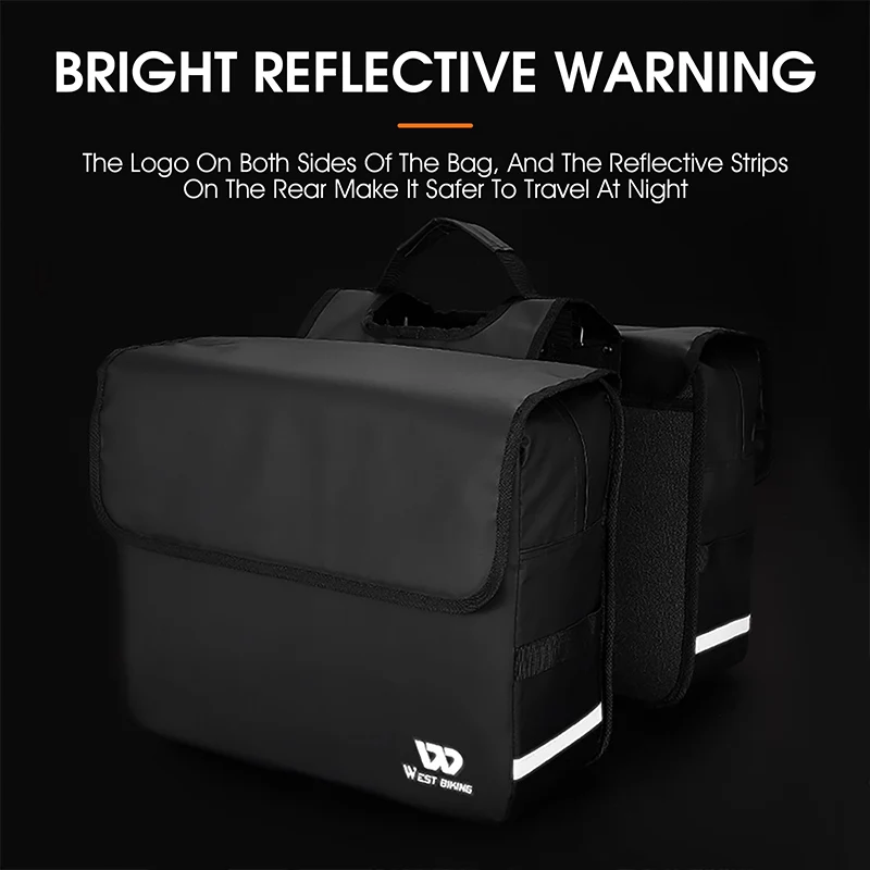 WEST BIKING 36L Bicycle Bag Waterproof Two Double Side Rear Rack Bags Tail Seat Pannier Trunk Carrier Cycling Luggage Bike Bag