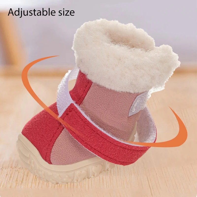 Warm Dog Snow Boots Winter Dog Shoes for Small Medium Dogs Puppies Dog Boots Paw Protectors with Anti-Slip Sole and Plush Lining