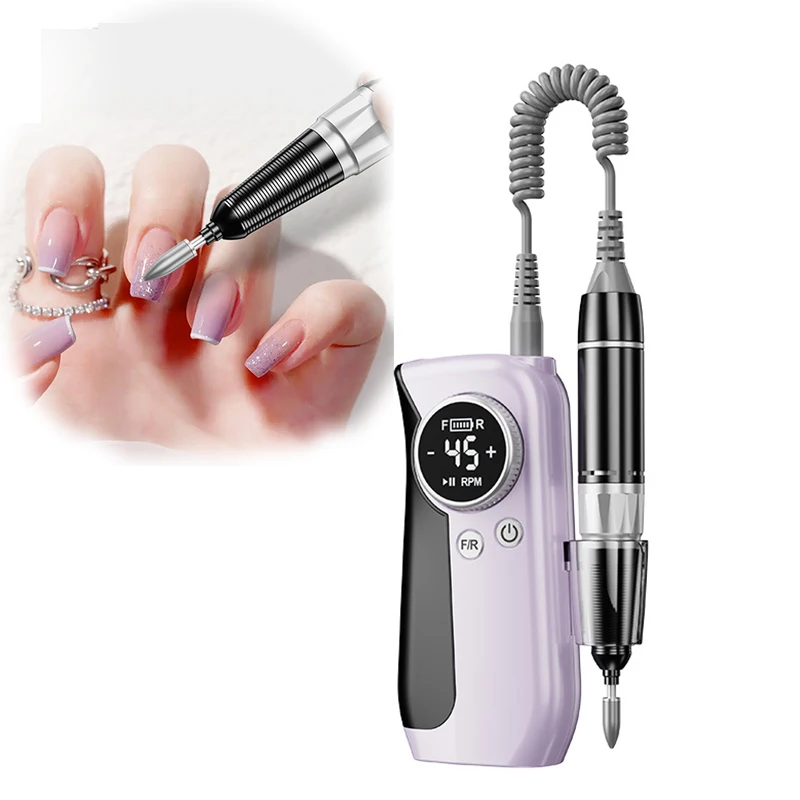 Electric Nail Drill, Electric Nail File for Acrylic Gel Dip Powder Nails, professional Cordless Manicure and Pedicure Kit