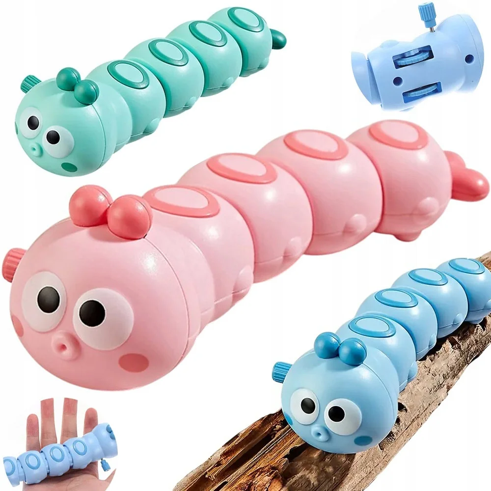 

Colorful Cartoon Clockwork Caterpillar Toy - Wind Up Crawling Worm Reptile Toy Interactive Sensory Toy for Kids Birthday Gift