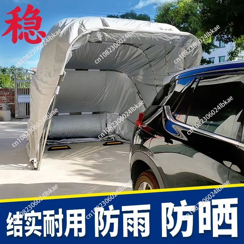 Mobile faltbare Garagenmarkise, halbautomatischer einziehbarer Carport, regen- und sonnenschützender tragbarer Auto-Parkplatzüberdachung