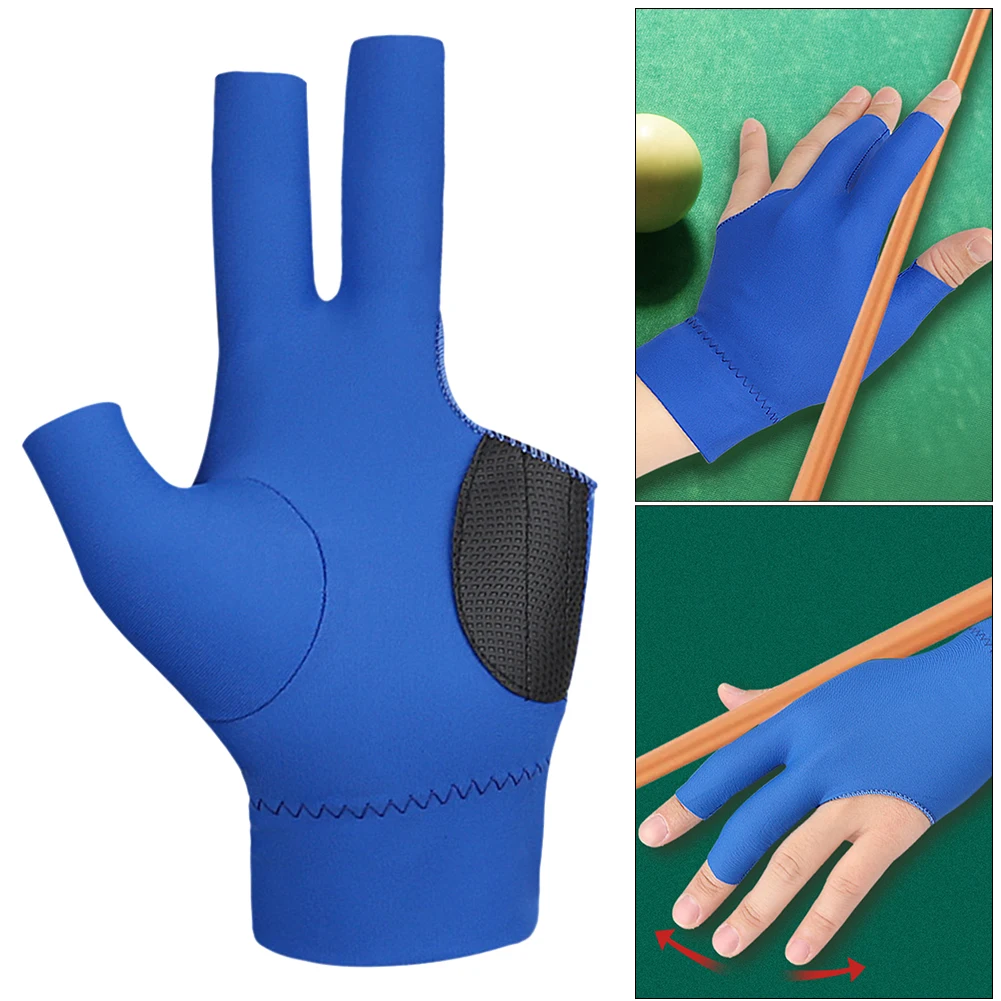 3 Fingers Pool Gloves Non-Slip Billiards Match Gloves Left/Right Hand Breathable Billiard Gloves for Women Men
