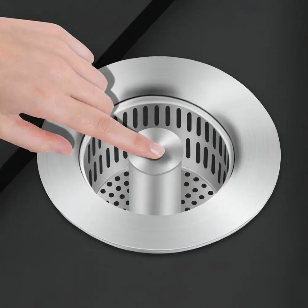 For Yingba Stainless Steel Kitchen Sink Drain Strainer Press Bounce Core Plug Anti Clogging Basin Waste Water Filter