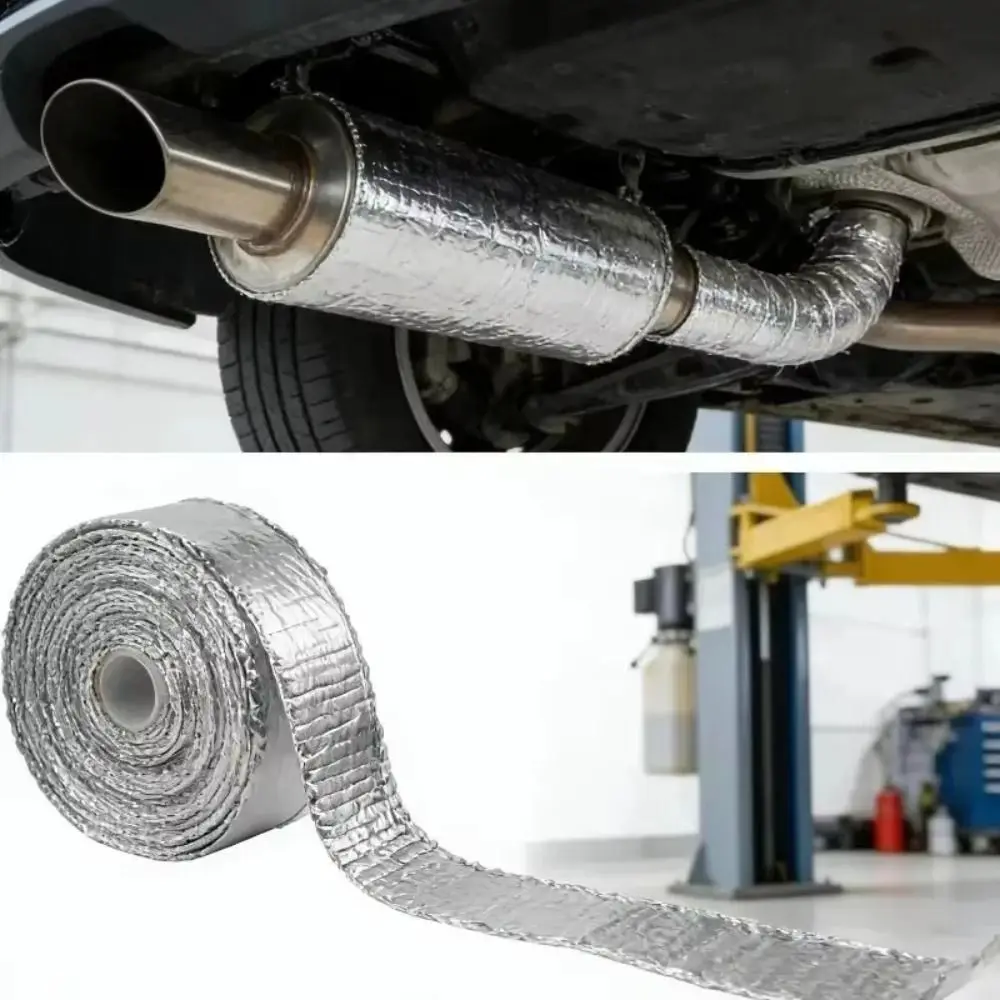 5M Exhaust Pipe Heat Wrap Tape Fiberglass Heat-Resistant Water Heater Pipes Tape Aluminum Foil Tapes