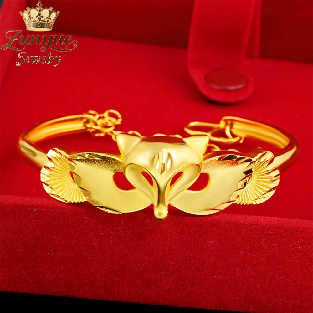 

Sand Gold Hollowed-Out Three-Dimensional Fox Bracelet Luxury Quality Jewelry Handicraft Fashion Jewelry Elegant Exquisite Gift