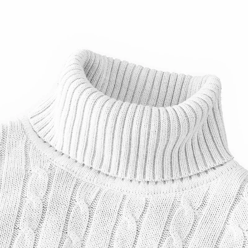 Autumn Men\'s Long Sleeve Knitted Sweaters Men\'s Slim Fit Turtleneck Sweater Casual Pullover Sweater Lightweight Ribbed Sweater