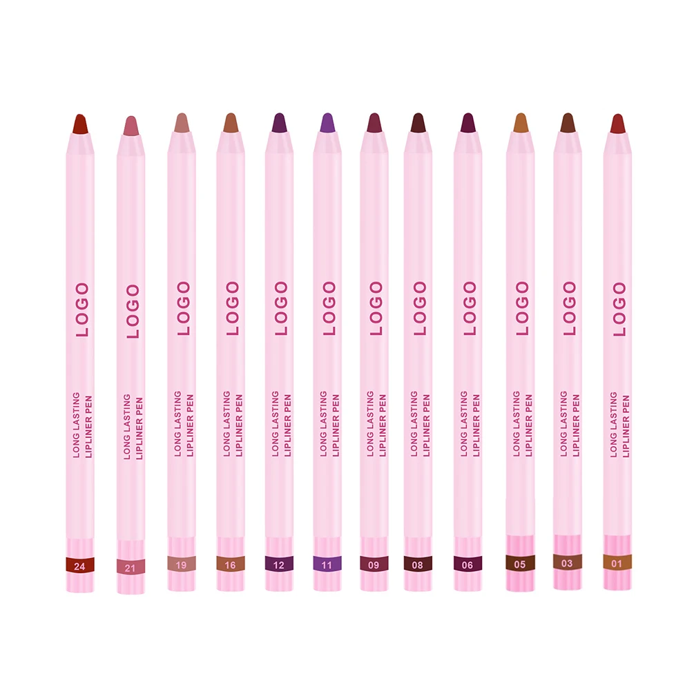 Custom Logo 24colors Lip Liner Private Label Bulk High-Pigment Foaming Matte Smudge-resistant Waterproof Makeup Cruelty Free