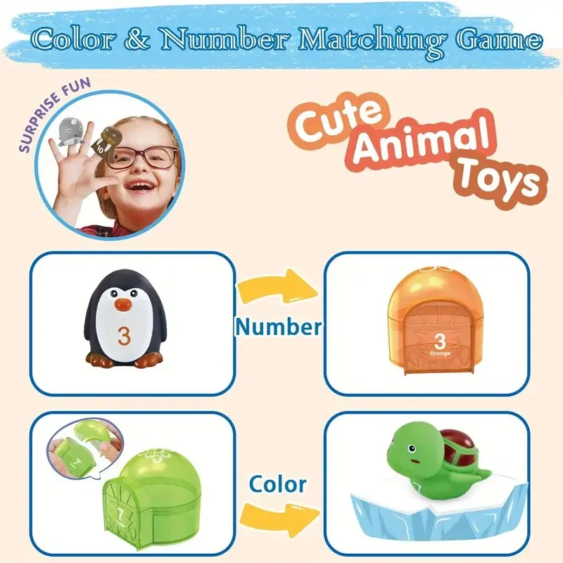 Baby Montessori Learning Toys Ocean Animal Finger Puppet Gift Set 10 Numbered & Matching Game Fine Motor Sorting Toy For Toddler