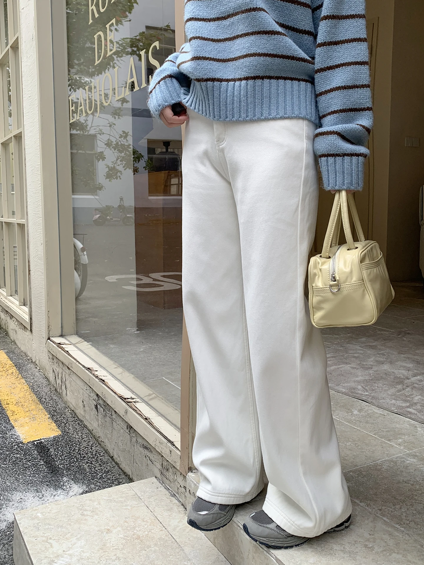 

Женские джинсы ELINSU с высокой талией, на флисовой подкладке, широкие прямые брюки, с эффектом похудения, для невысоких