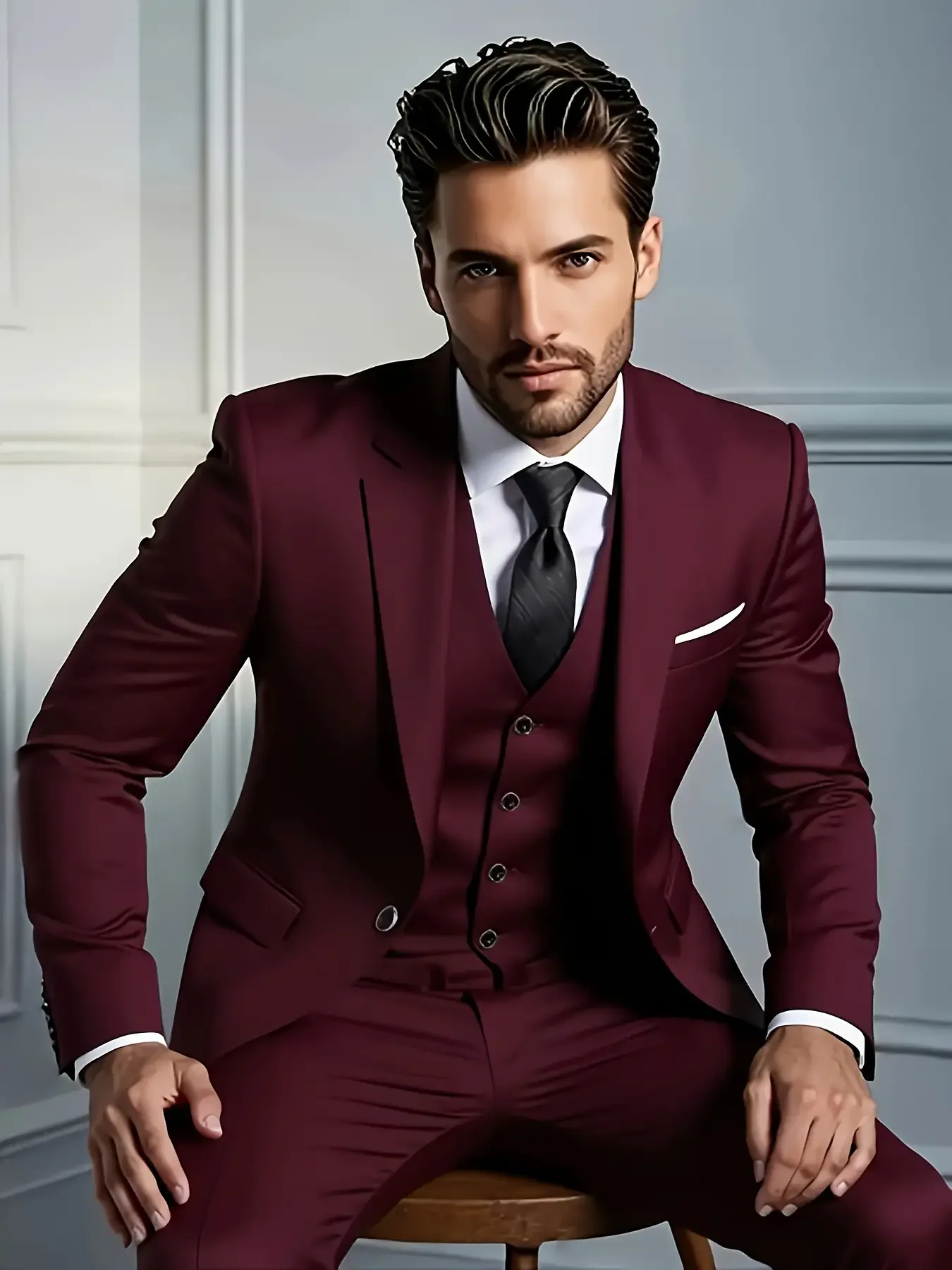 

Men's 3 Pcs Suit Set Casual Slim Fit ｜Jacket Pants and Vest for Wedding Party ｜men clothing｜ traje caballero hombre vestir