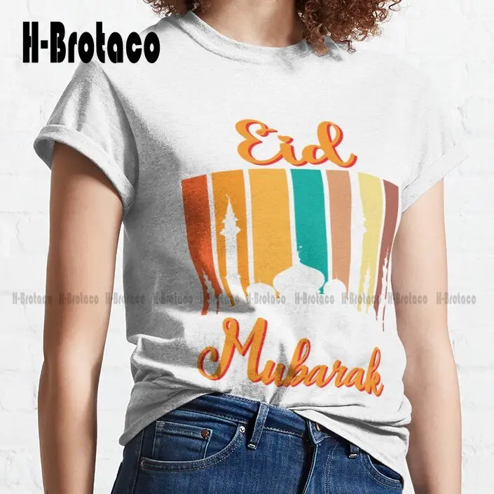 Eid Mubarak Kareem Gelukkig Eid Alfitr Islamitische Vakantie Moslim Retro Klassieke T-shirt Custom Gift Xs-5Xl Unisex Digital Printing