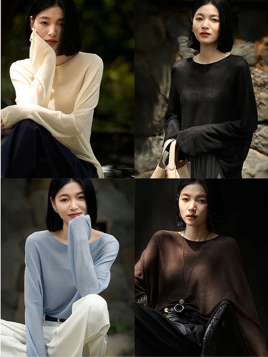 

Трикотажный топ XiaoHanGe Ice Cr Cool Sensation из дышащего лиоцелла и ацетата, с круглым вырезом, новинка 2026, для повседневной носки, свободный крой