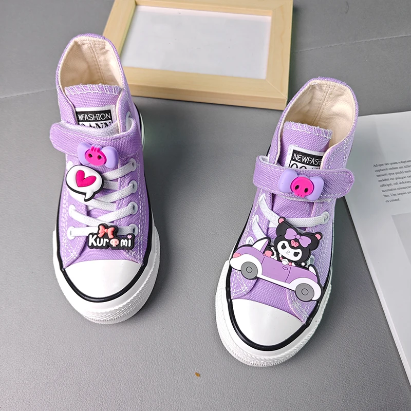 Sanrio Kawaii Kuromi Children\'s Canvas Shoes Anime Cartoon Easy To Clean Exquisite Comfortable Beautiful Cute Casual Sneakers