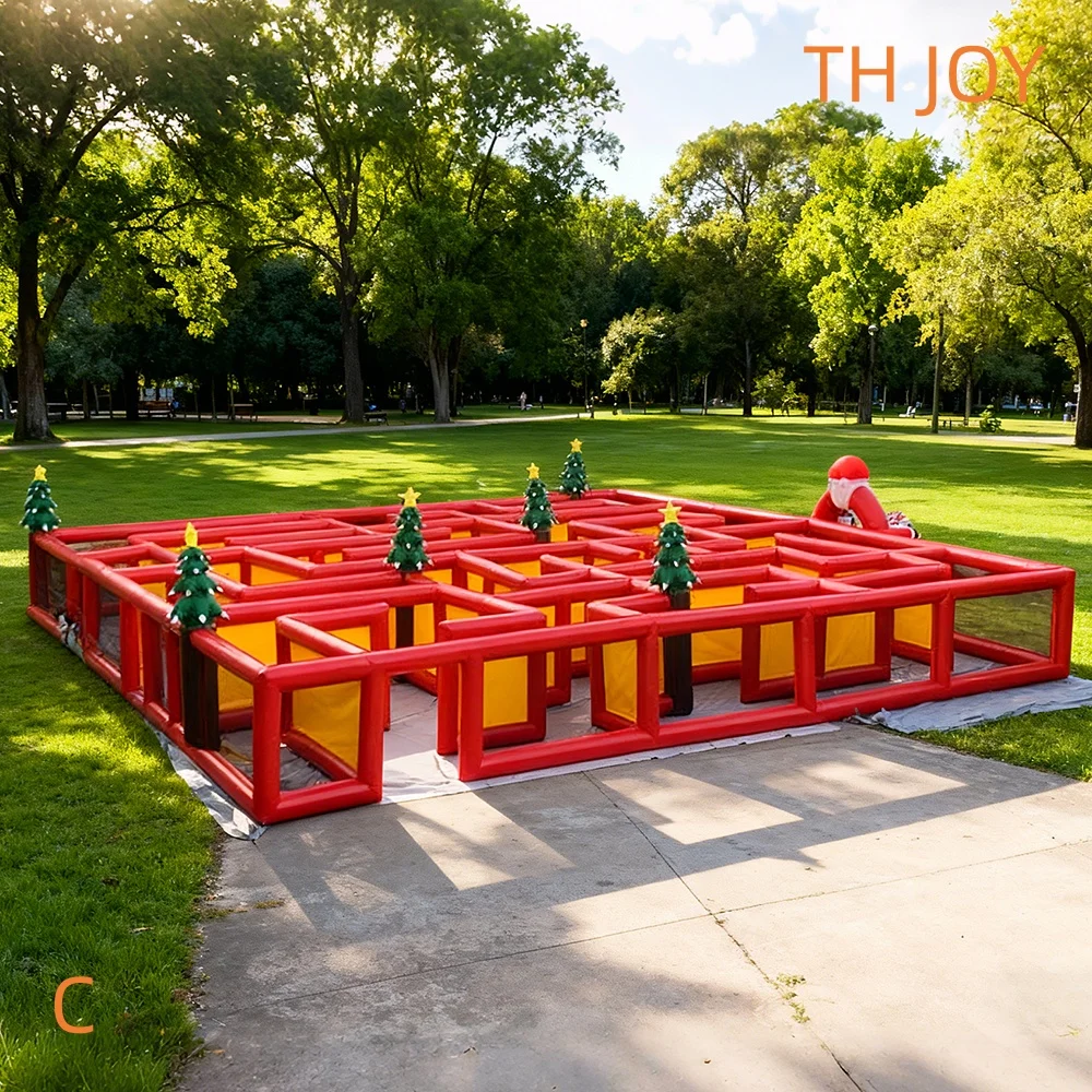trasporto aereo veloce 10x10m labirinto di Natale gonfiabile gigante Babbo Natale divertente labirinto laser tag giochi per adulti n bambini