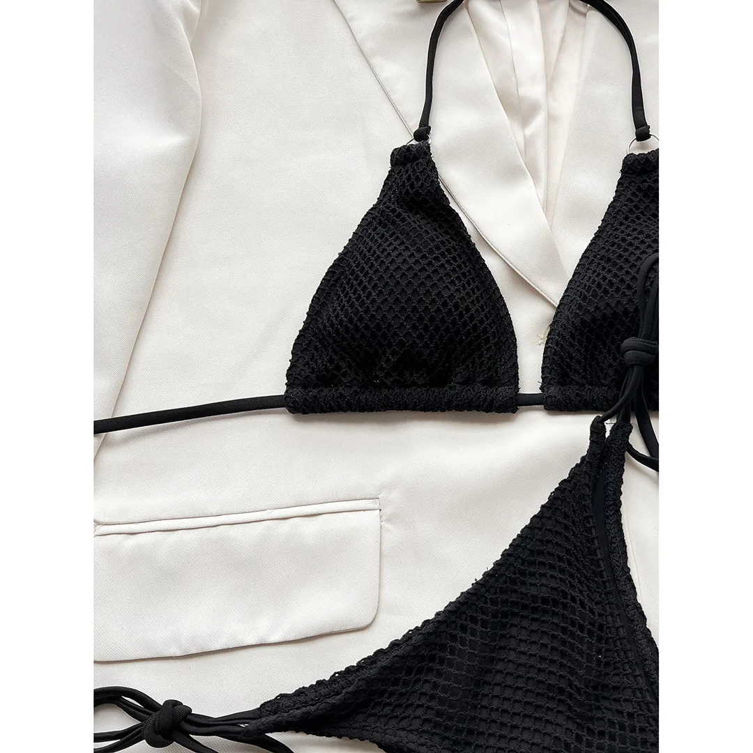 Halter-Netz-Bikini, brasilianischer Bikini, Damen-Badeanzug, zweiteiliges Bikini-Set, Badebekleidung, Badeanzug, Modell V3680. – Detail 20