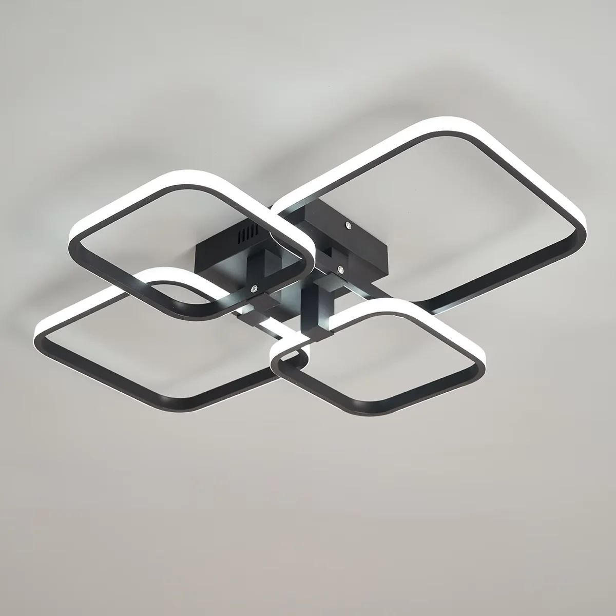 Lustre de teto moderno preto/branco com LED, lâmpada de lustre LED para sala de estar, luminária de teto regulável para quarto, lustre de 2-4 cabeças
