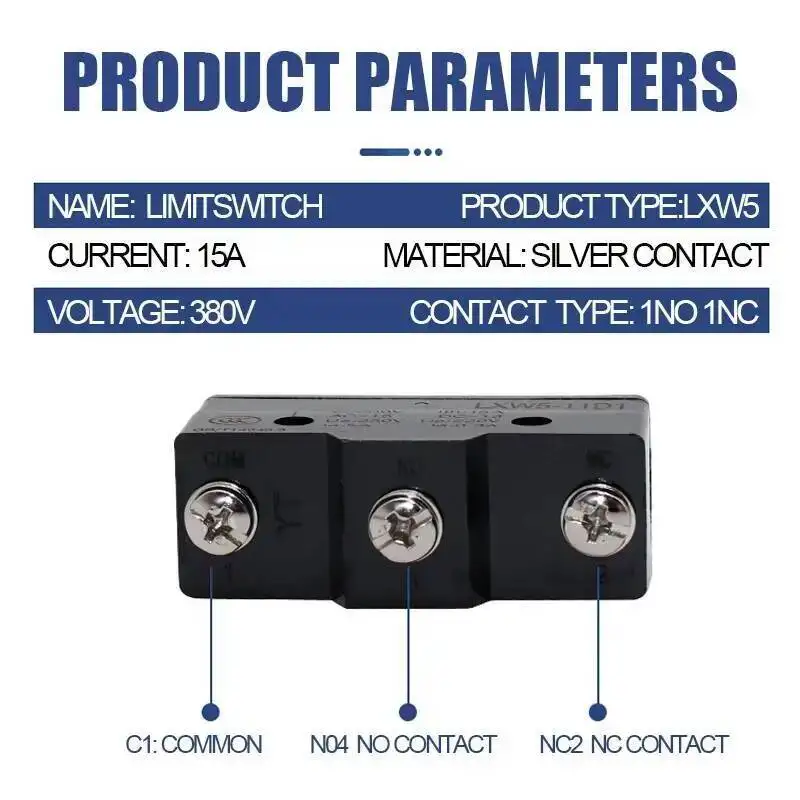 5pcs Micro Limit Switch Small Limiter Travel Switches LXW5-11G1/G2/Q1/M3 Screw Foot 1NO 1NC Silver Contact