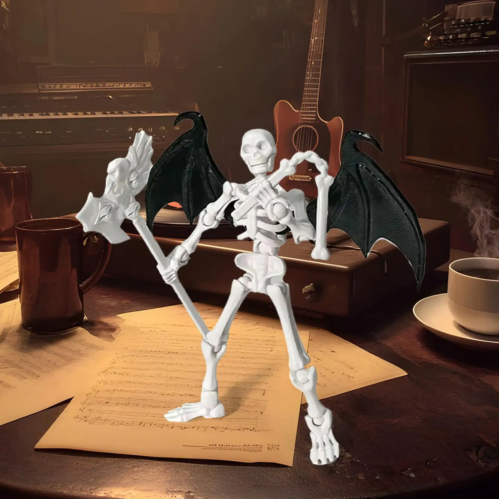 

Halloween Movable Joint Skeleton Statue Scary Skull Ornament Halloween Theme for Yard Garden Patio Haunted House