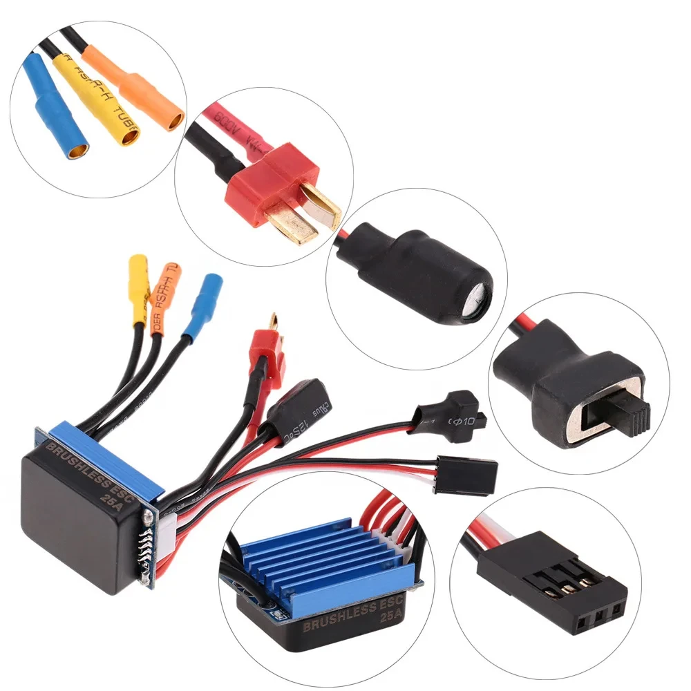 

2430 5800KV 7200KV 4P Sensorless Brushless Motor & 25A Brushless ESC Electric Speed Controller for 1/16 1/18 RC Car Truck Model