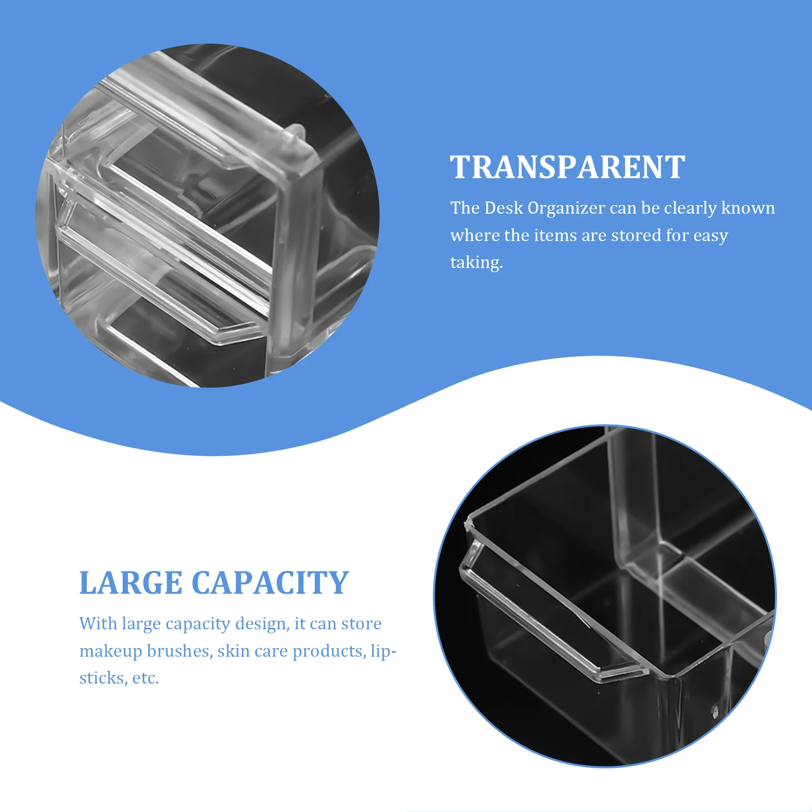 

3 Tier Dustproof Storage Box Large Capacity Desktop Organizer Makeup Holder Stationery Office Storage Container