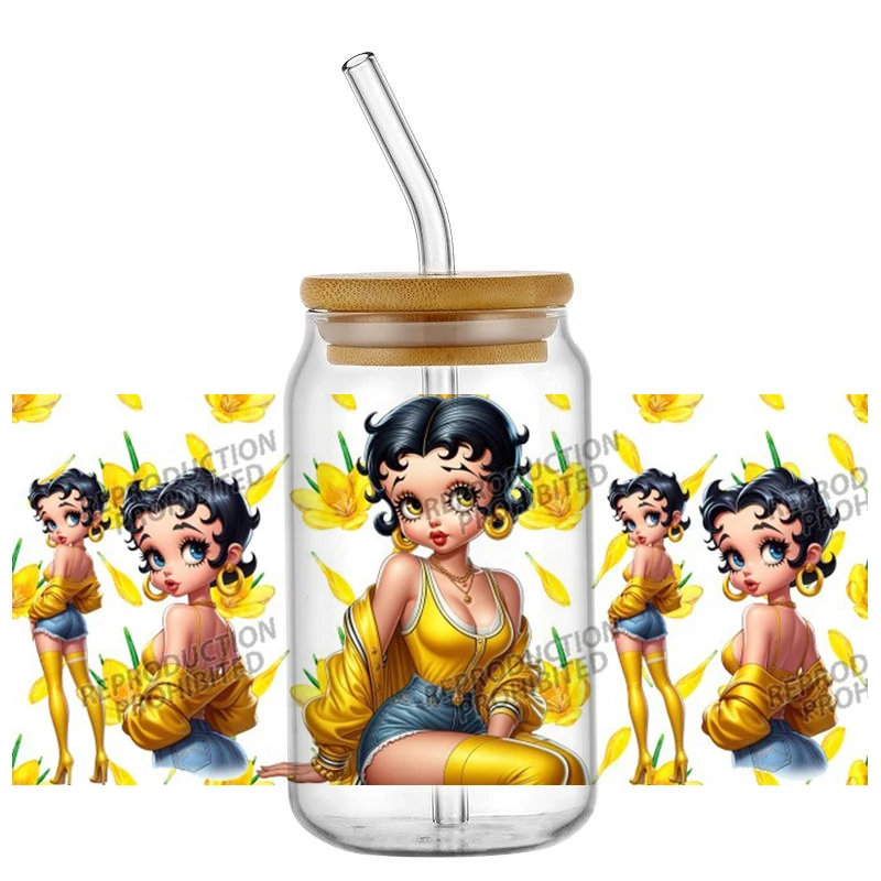 popular fashion women Butterfly UV DTF Transfer Wraps Easy Apply Fade Resistant For 16oz Glass Jar DIY Cup Stickers