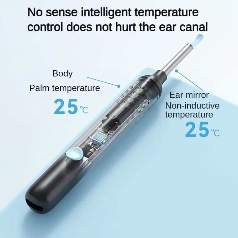 Xiaomi sunuo ช้อนตักใบหูมีกล้องอัจฉริยะ HD อุปกรณ์ขุดแว็กซ์สำหรับเด็กกล้องขนาดเล็กดูแลสุขภาพ