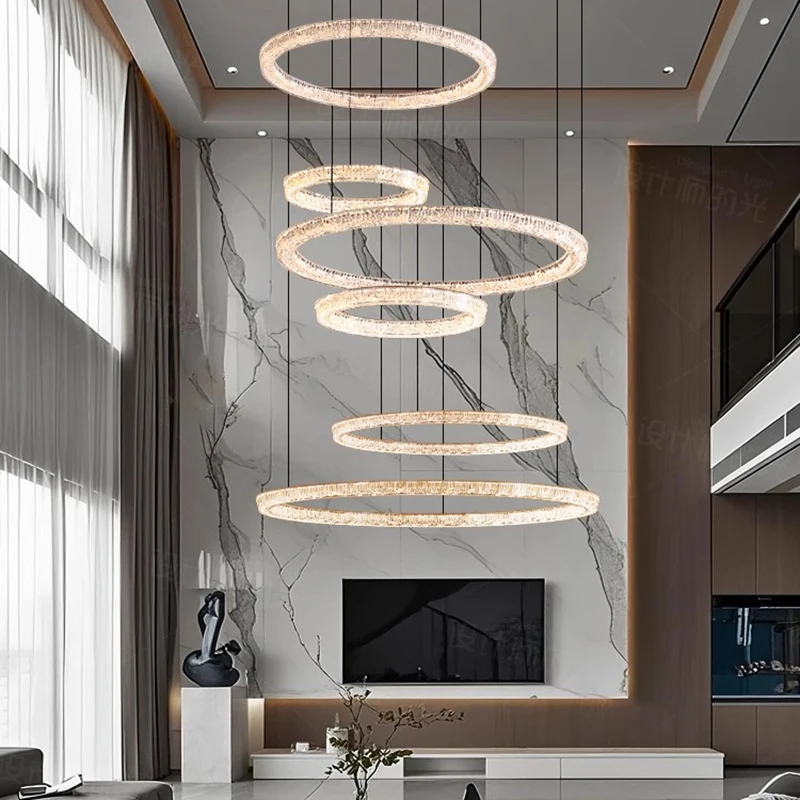 

Modern Ring Stairs Led Lights Pendant Light Lamps For Living Room Led Chandeliers For Dining Room Hanging Light Indoor Lighting
