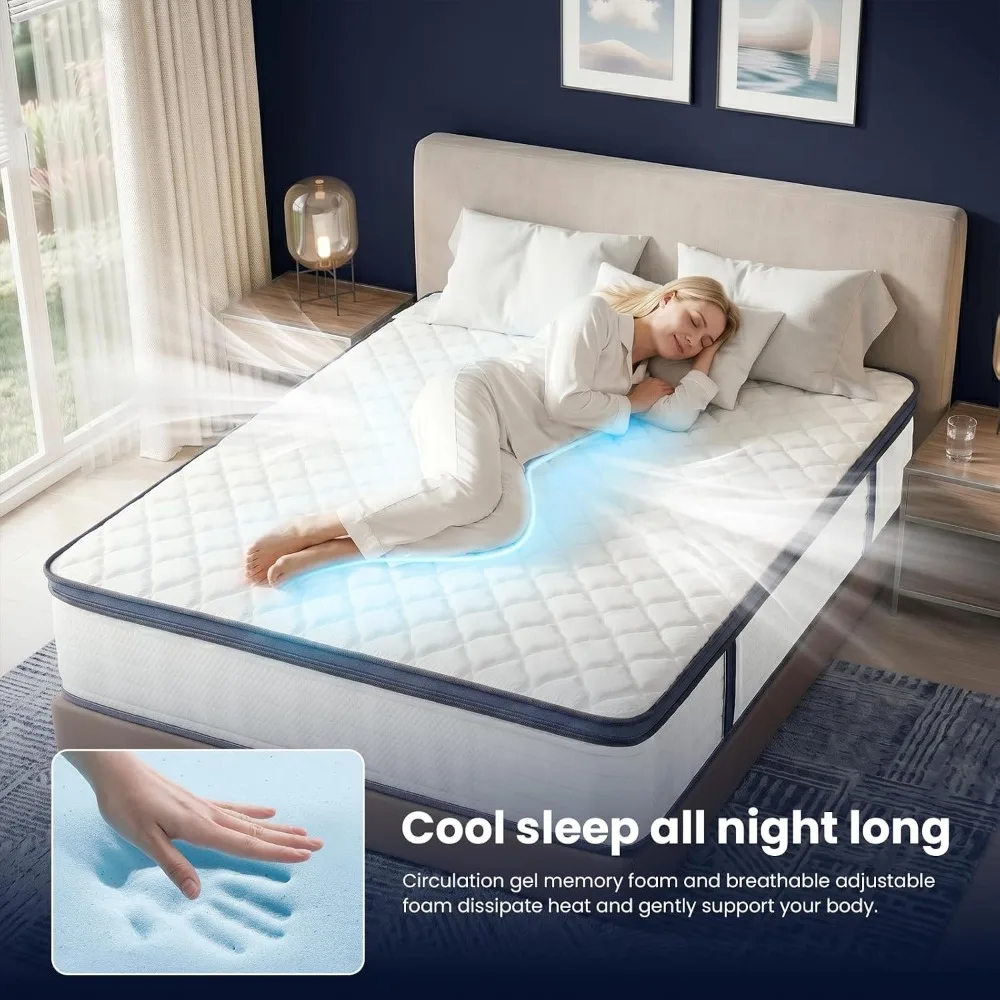 12 Inch Queen Hybrid Mattress,Medium Firm,Memory Foam & Pocket Springs,Motion Isolation,CertiPUR-US, Custom