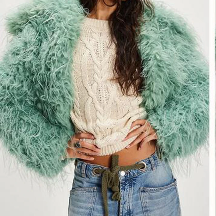 

Women's Faux Fur Plush Coat Fashion Warm Outerwear Solid Color Long Sleeve Lapel Open Front Winter Jacket