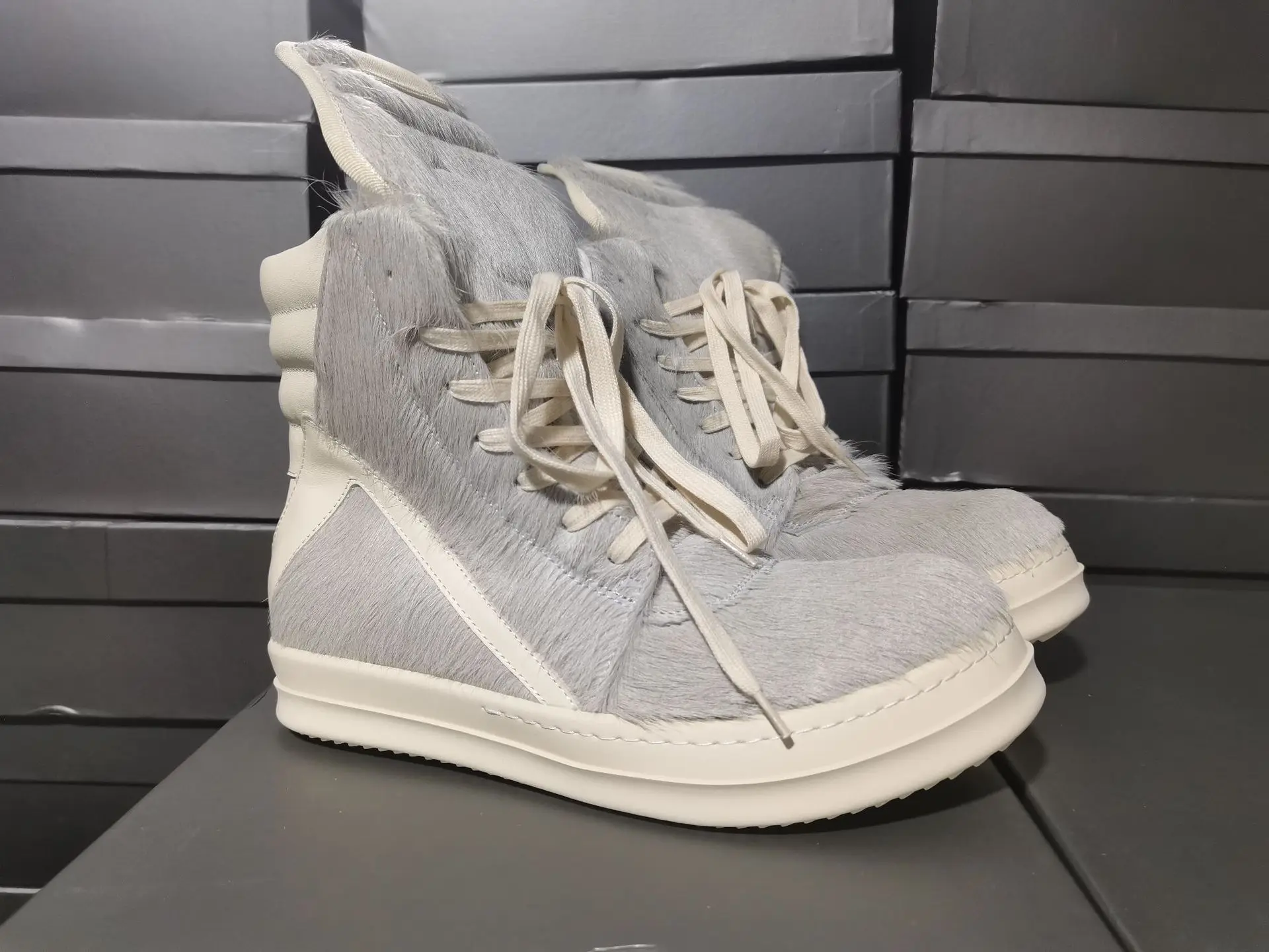 أحذية رجالية من شعر الخيل منصة غير رسمية للنساء أحذية رياضية عالية الجودة من الجلد أحذية رياضية فاخرة بأربطة وسحاب مصمم للرجال #5