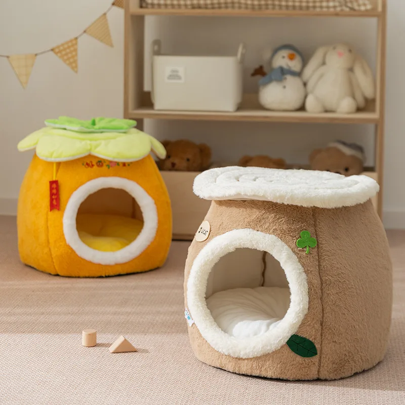 

Wholesale New cat and Dog House Autumn and Winter Closed Dog Bed Tree Cave House Pet Supplies cat Nest