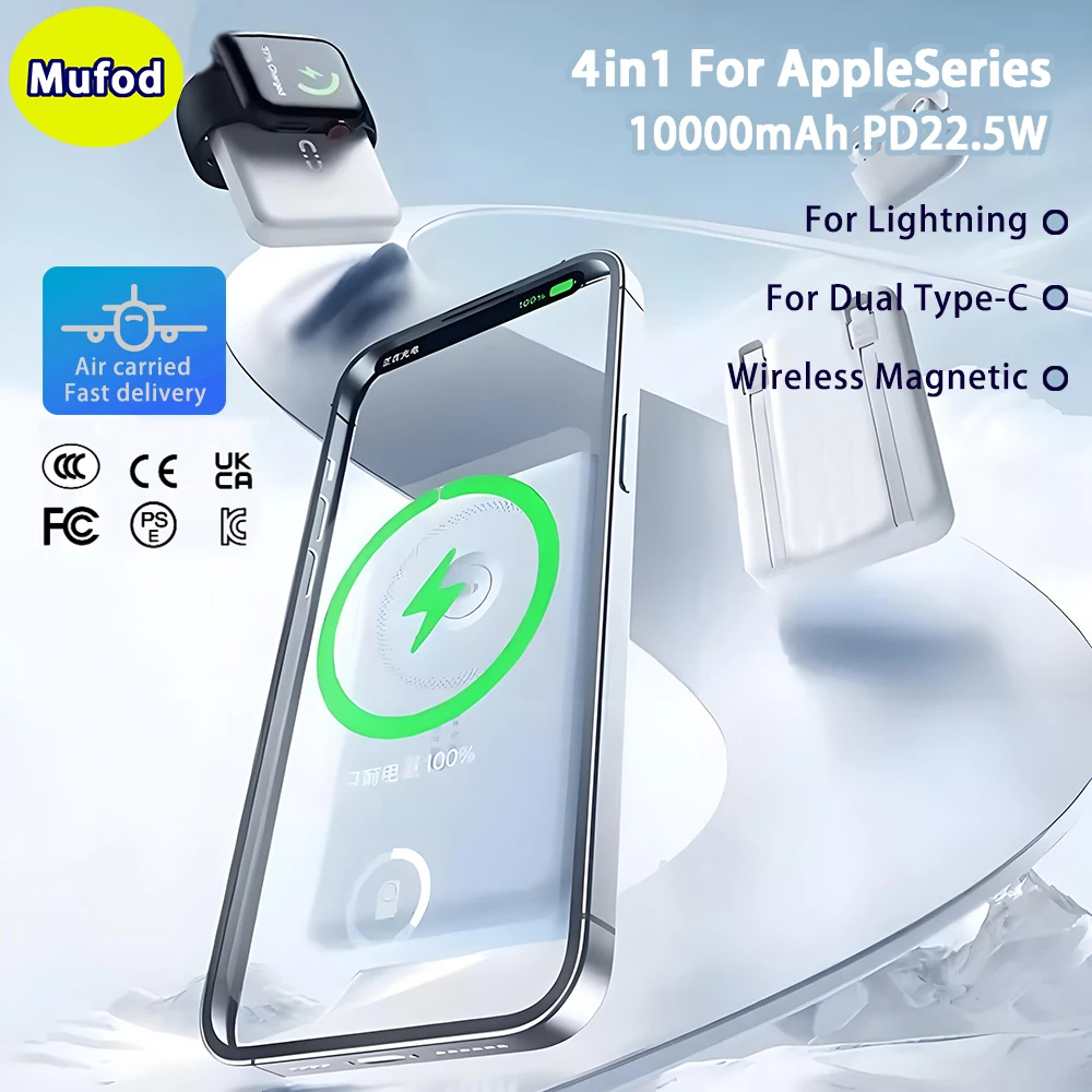 

Mufod 10000mAh Magnetic Powerbank Fast Charging 5000mAh Power Bank Portable 20W Wireless Charger Battery For Iphone 17 16 Pro Ma