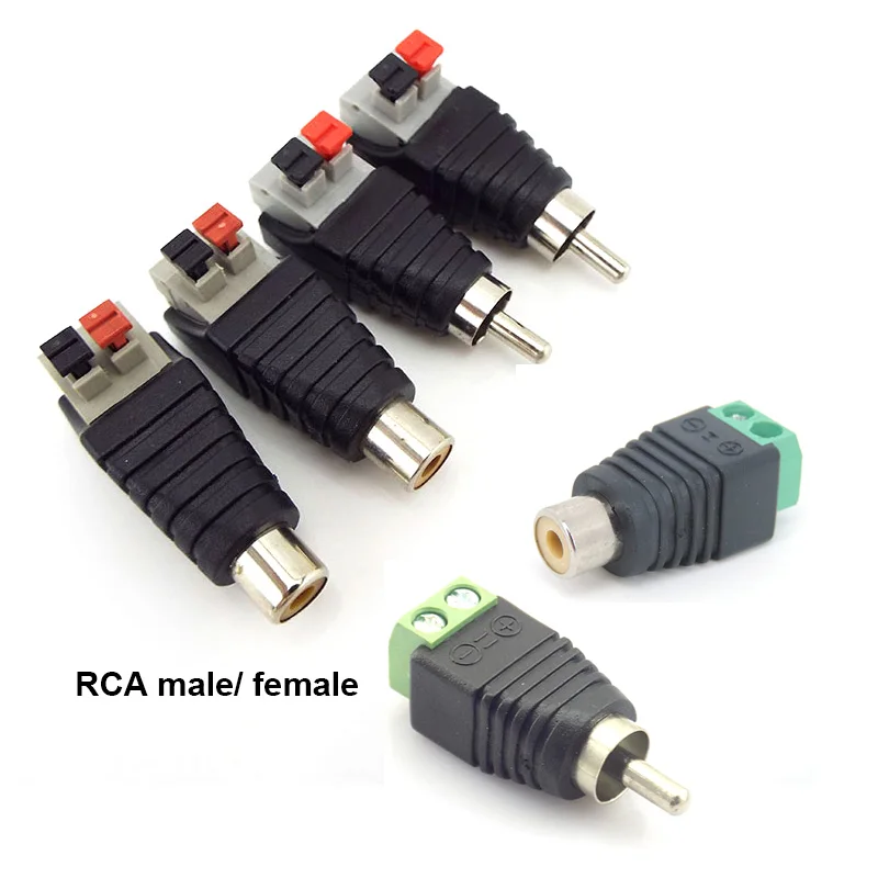 Audio RCA male female Adapter Speaker Connector Terminal Wire A/V Cable To RCA Male Plug RCA Female Jack Press for Cable t1