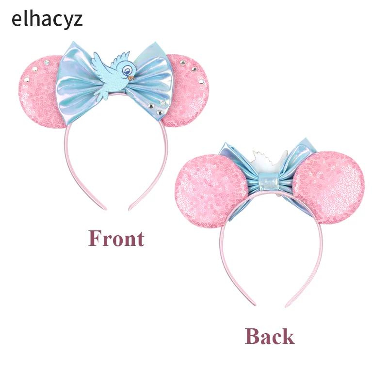 라이온 킹 귀 스팽글 보우 머리띠 여성용 스파클 마우스 귀 헤어 액세서리 생일 파티 코스프레 액세서리