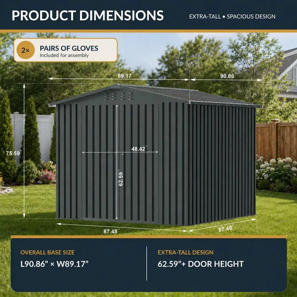 FT Outdoor Metal Storage Shed with Lockable Doors and Upgraded Frame,Garden Sheds with Sloped Roof for Backyard, Patio, Garage,