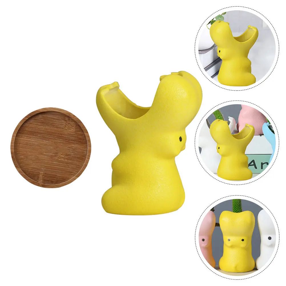 

2Pcs Cartoon Animal Flowerpots Ceramic Succulent Plants Small Flower Pot for Home Office Desktop Decoration Lovely Creative