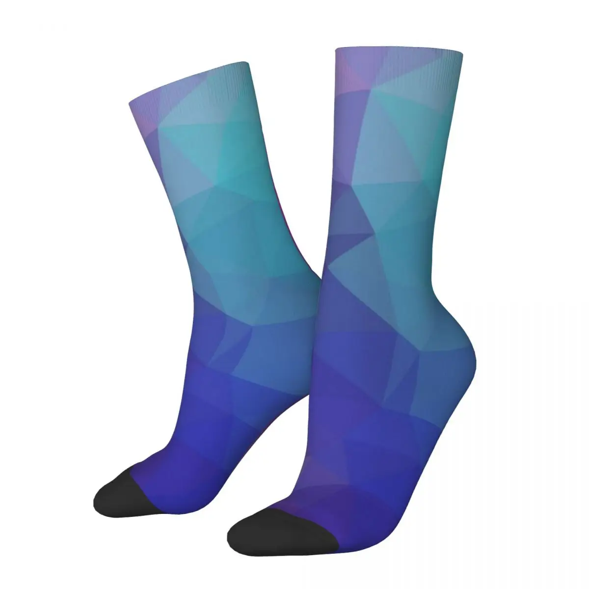 Geometric Gradient Blue Purple Green Pink Design Art Kawaii Socks Gym Cartoon Pattern Socks