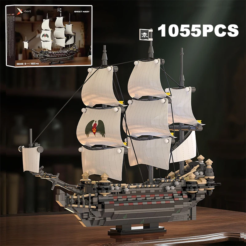 

Creative Pirates Ghost Mary Ship Building Blocks Boat Model Caribbean Maritime Adventure Assemble Bricks Toys Gift For Kid Adult