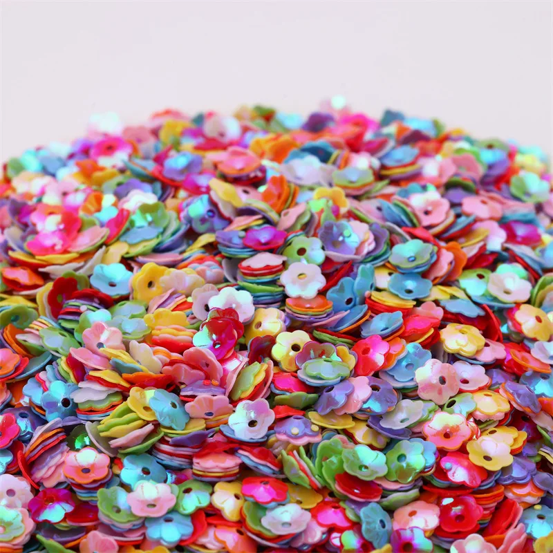 500g/bag 6mm Concave Plum Flower Sequins - 3D PVC Glitter Flakes for DIY Crafts, Liquid Sand Filler & Decorative Embellishments