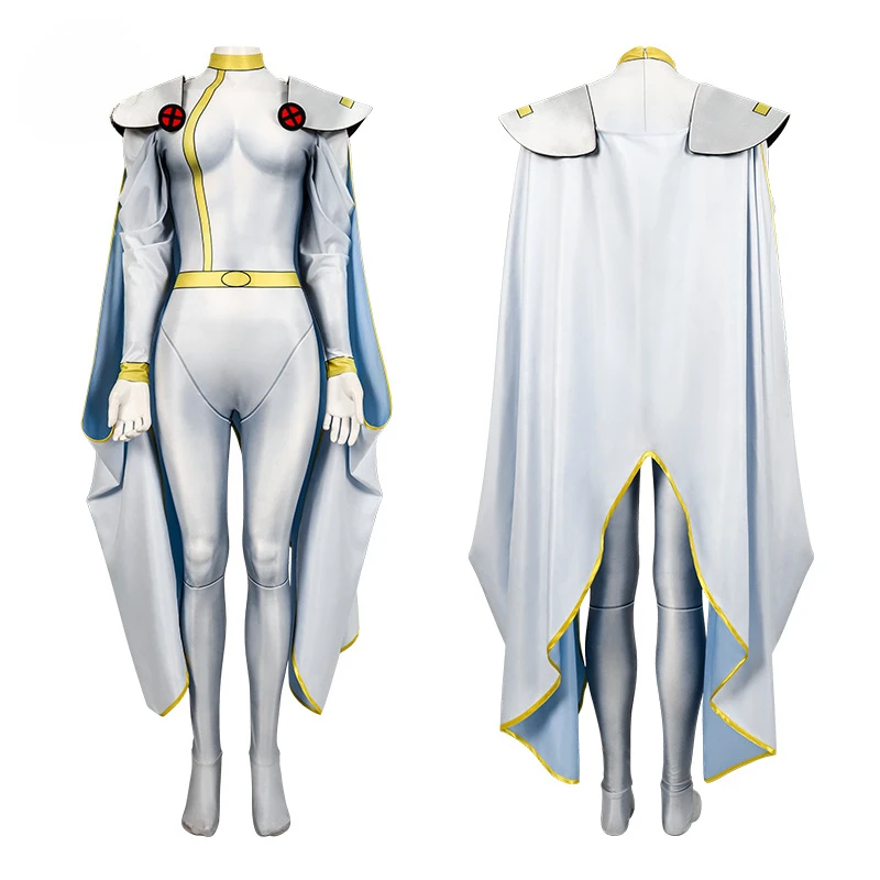 High Quality Gold Wolf Jumpsuit Anime X Police 97 Carnival Costume Storm Ororo Munroe Cosplay Woman Halloween Jumpsuit Mask