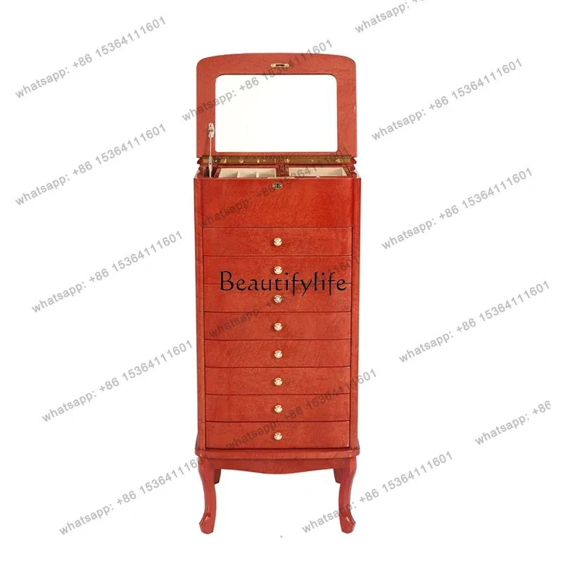 Factory Direct  Italian light luxury solid wood floor jewelry cabinet storage jewelry cabinet
