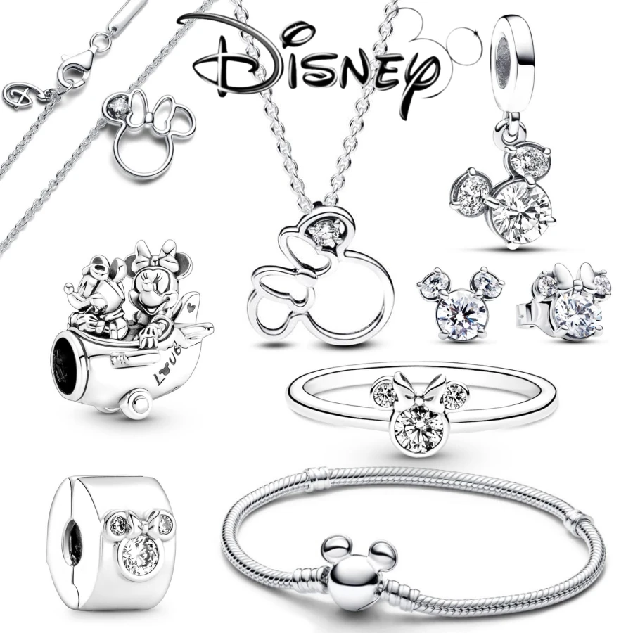 Disney Charm Mickey Mouse And Minnie Mouse Pendant Fit Original Bracelet DIY Bead Jewelry Daily Earring Necklace Ring