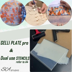 Pro Gelli Plate for Paintmaking A4 Size Material with Dual Use Stencils Art Monoprinting Craft Scrapbook Media Gel Printing