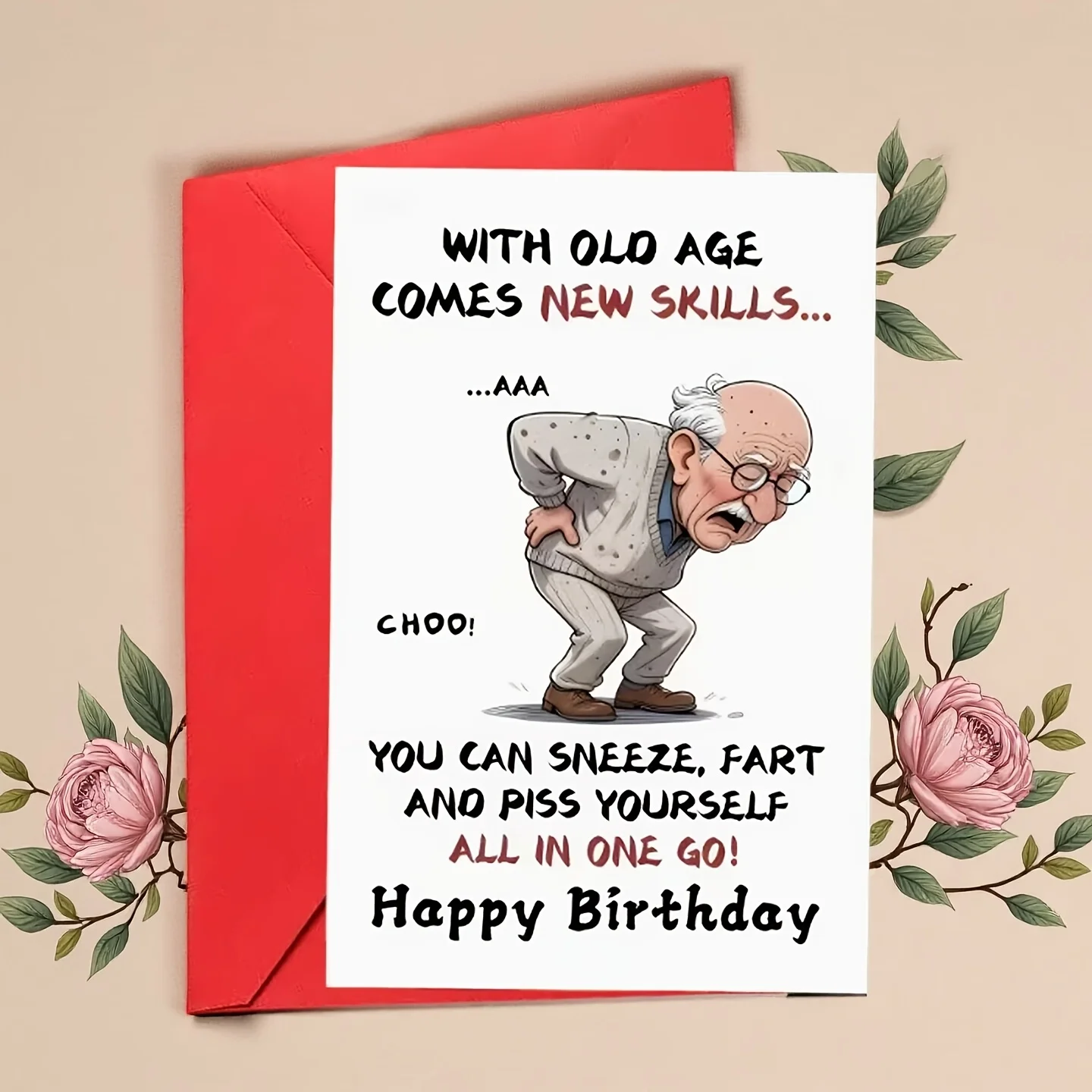 1 Funny Birthday Card for 60, 65, 70 Years Old - Age Joke with Envelope, Humorous Age Milestone Gift for Dad, Grandpa, Husband, Brother - Funny Birthday Party Invitation for 60, 65, 70 Year Old Men