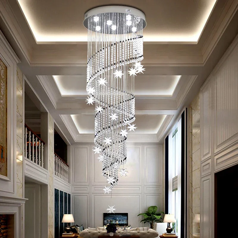 Imagem -03 - Navimc-lustre de Cristal Moderno Lua e Estrela Design de Forma Espiral Lustres para Lobby Lâmpadas de Iluminação de Escada