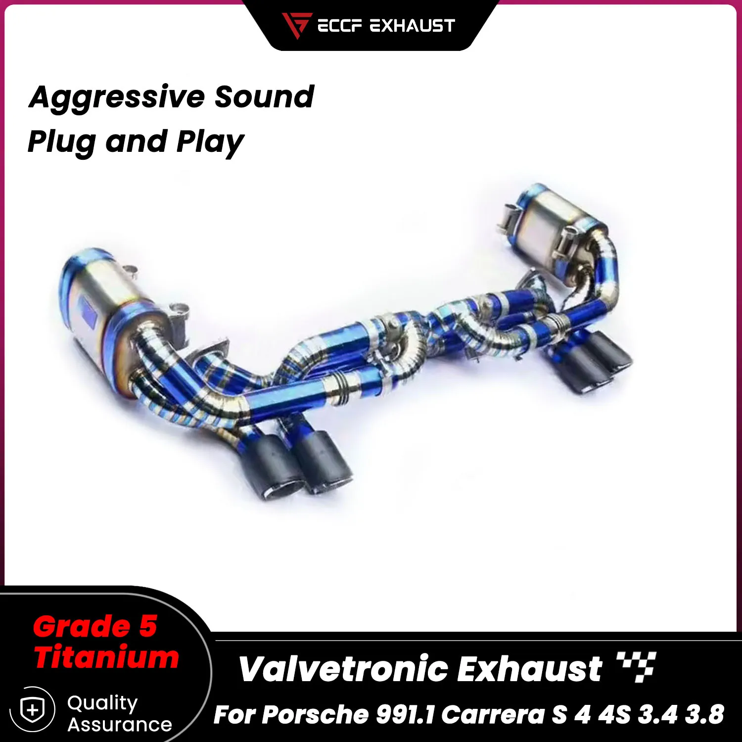 

TItanium Valve Sporty Catback Exhaust for Porsche 991.1 Carrera S 4 4S 3.4 3.8 Freely Adjustable Sound Control Easy Installation